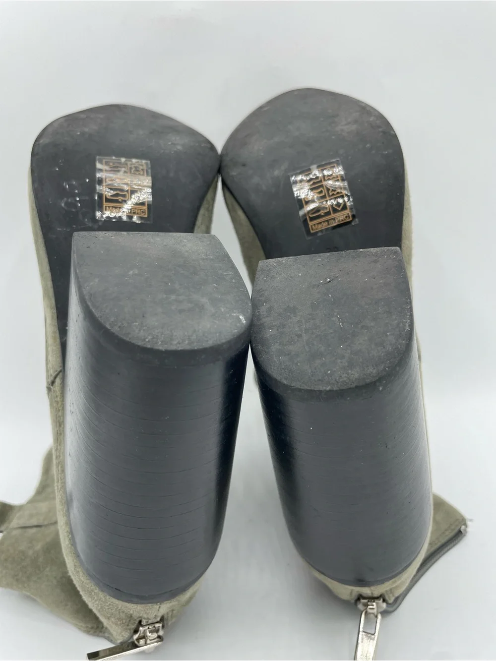 RAYE Olive Suede Ankle Booties with Block Heel